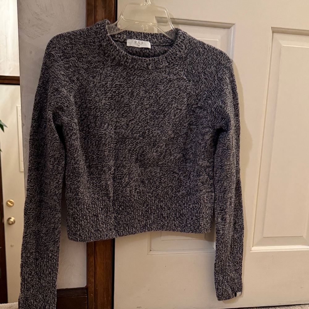 One Grey Day Cashmere Gray Women's Cropped Sweater
